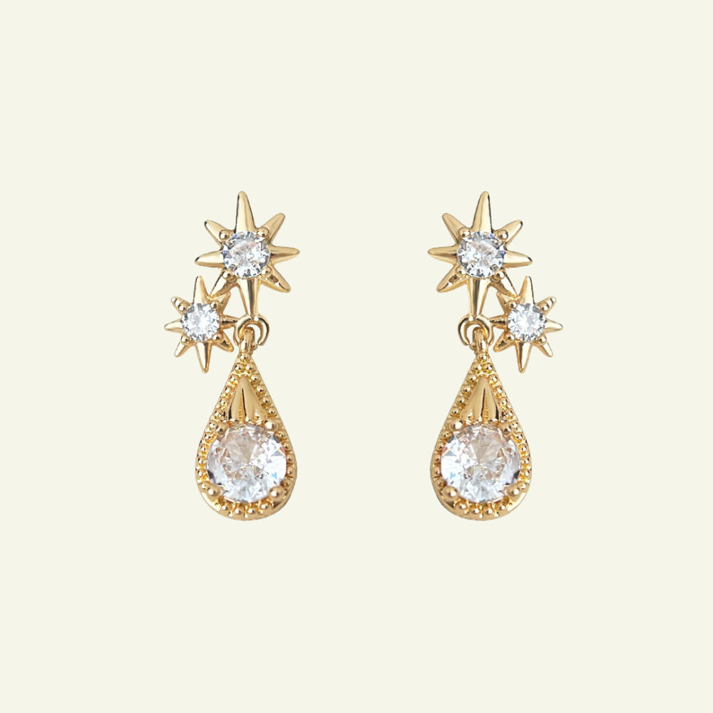 Solar White Sapphire Earrings