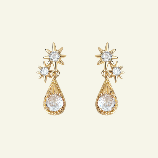 Solar White Sapphire Earrings